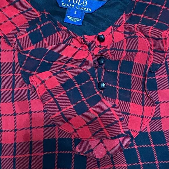 Polo Ralph Lauren Buffalo Check Ruffle Twill Dress- SZ 5 - Picture 3 of 5